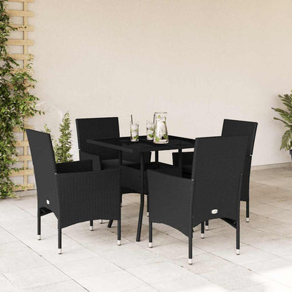 Set da Pranzo da Giardino con Cuscini 5 pz Polyrattan e Vetro | homemem39