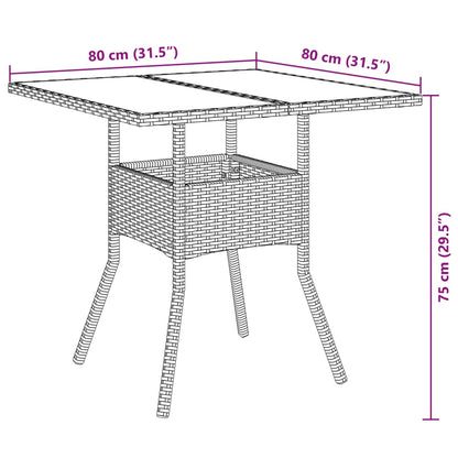 Set da Pranzo da Giardino 3pz con Cuscini in Polyrattan e Vetro | homemem39