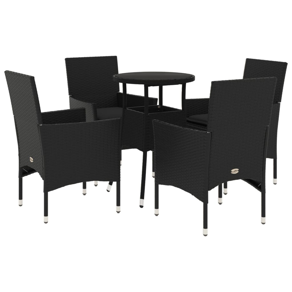 Set da Pranzo da Giardino con Cuscini 5 pz Polyrattan e Vetro | homemem39
