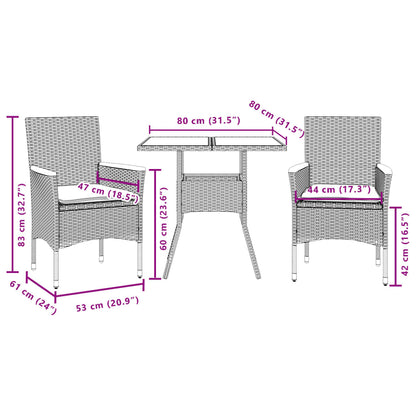 Set Pranzo da Giardino 7 pz Nero con Cuscini Polyrattan Acacia - homemem39