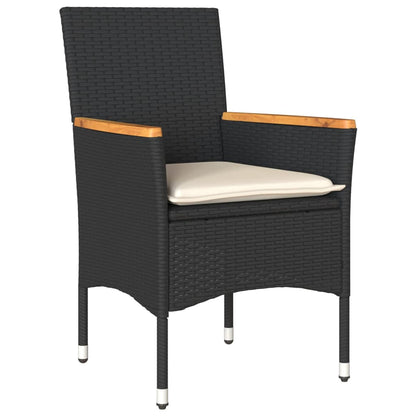 Set Pranzo da Giardino 7 pz Nero con Cuscini Polyrattan Acacia | homemem39