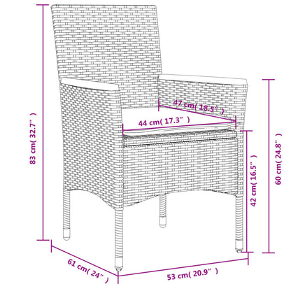 Set Pranzo da Giardino 7 pz Nero con Cuscini Polyrattan Acacia | homemem39