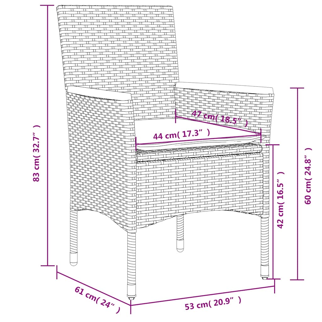 Set da Pranzo da Giardino 5 pz con Cuscini Polyrattan e Vetro | homemem39