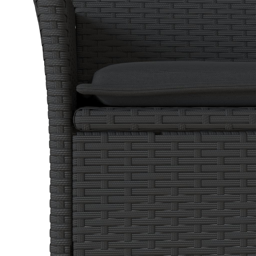 Set Pranzo da Giardino 3 pz con Cuscini Nero Polyrattan Acacia | homemem39