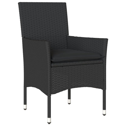 Set Pranzo da Giardino 5 pz con Cuscini Nero Polyrattan Acacia | homemem39