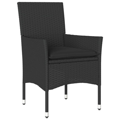 Set Pranzo da Giardino 7 pz Nero con Cuscini Polyrattan Acacia | homemem39