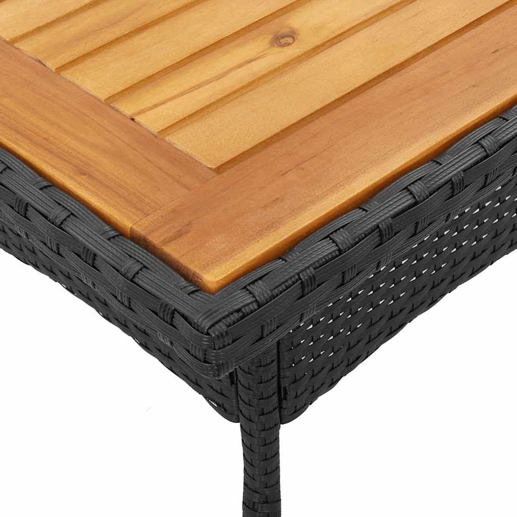 Set Pranzo da Giardino 3 pz con Cuscini Nero Polyrattan Acacia | homemem39