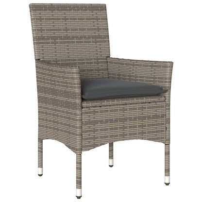 Set Pranzo da Giardino 3pz con Cuscini Polyrattan Acacia Grigio | homemem39