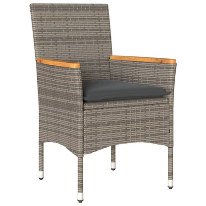 Set Pranzo da Giardino 3pz con Cuscini Polyrattan Acacia Grigio | homemem39