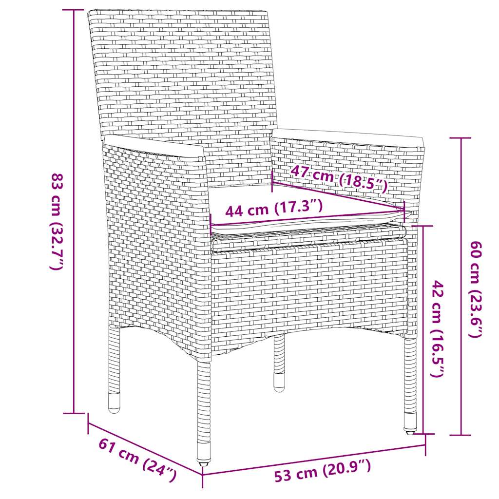 Set Pranzo Giardino 5 pz con Cuscini Grigio Polyrattan Acacia | homemem39