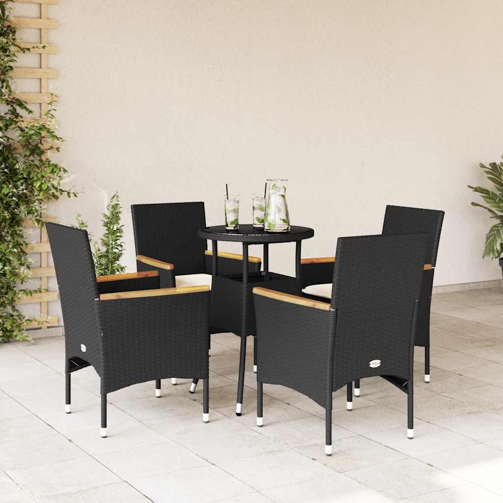 Set da Pranzo da Giardino con Cuscini 5 pz Polyrattan e Vetro - homemem39