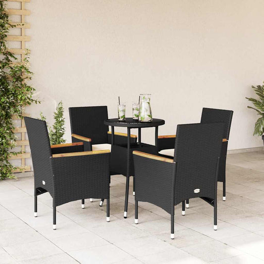 Set da Pranzo da Giardino con Cuscini 5 pz Polyrattan e Vetro - homemem39
