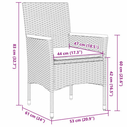 Set da Pranzo da Giardino 5 pz con Cuscini Polyrattan e Vetro | homemem39