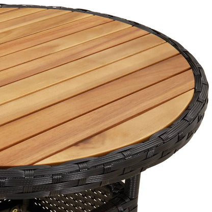 Set Pranzo da Giardino 3 pz con Cuscini Nero Polyrattan Acacia | homemem39