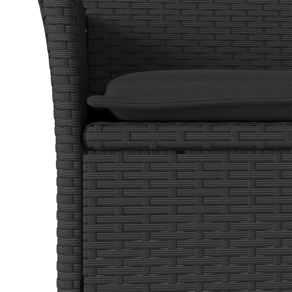 Set Pranzo da Giardino 3 pz con Cuscini Nero Polyrattan Acacia | homemem39