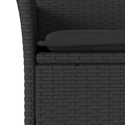 Set Pranzo da Giardino 3 pz con Cuscini Nero Polyrattan Acacia | homemem39