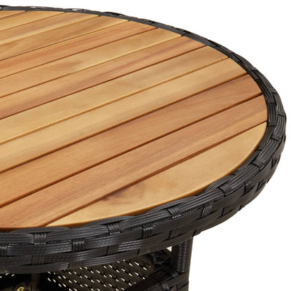 Set Pranzo da Giardino 3 pz con Cuscini Nero Polyrattan Acacia | homemem39