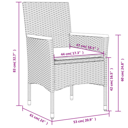 Set da Pranzo da Giardino 11 pz con Cuscini Polyrattan e Vetro | homemem39