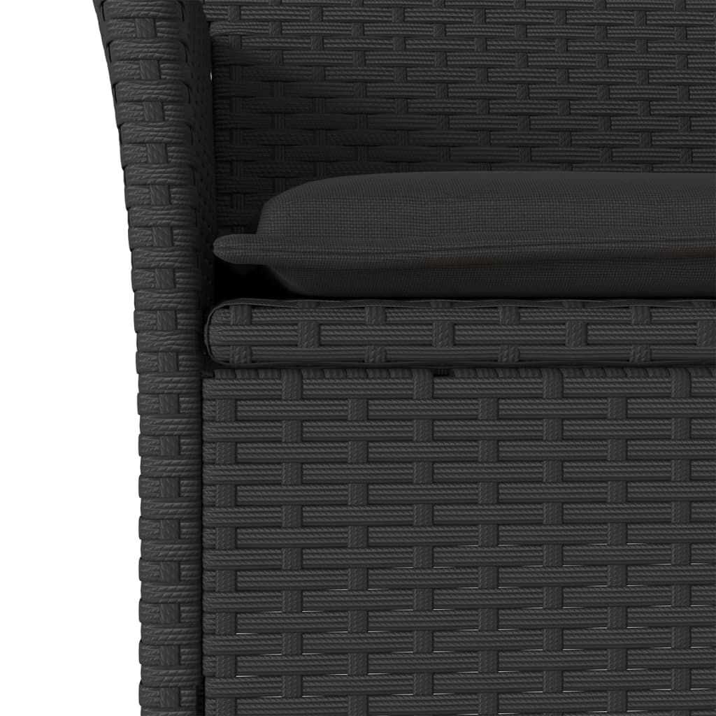 Set da Bistrò 3 pz con Cuscini Nero Polyrattan e Vetro | homemem39