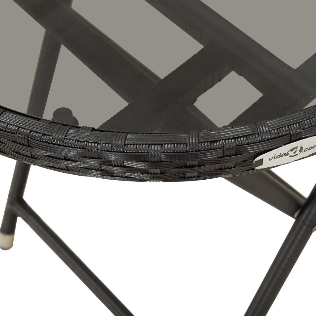 Set da Bistrò 3 pz con Cuscini Nero Polyrattan e Vetro | homemem39