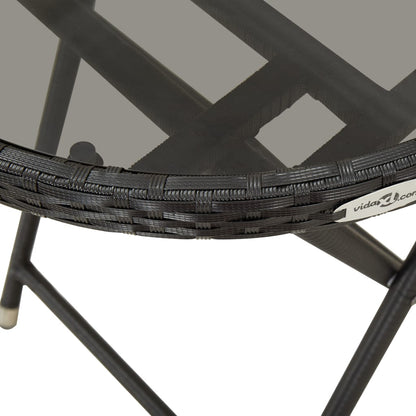 Set da Bistrò 3 pz con Cuscini Nero Polyrattan e Vetro | homemem39