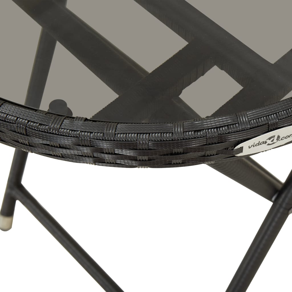 Set da Bistrò 3 pz con Cuscini Nero Polyrattan e Vetro | homemem39