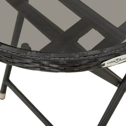 Set da Bistrò 3 pz con Cuscini Nero Polyrattan e Vetro | homemem39