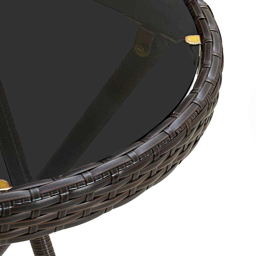 Set Bistrò 3 pz con Cuscini Marrone Polyrattan e Vetro - homemem39