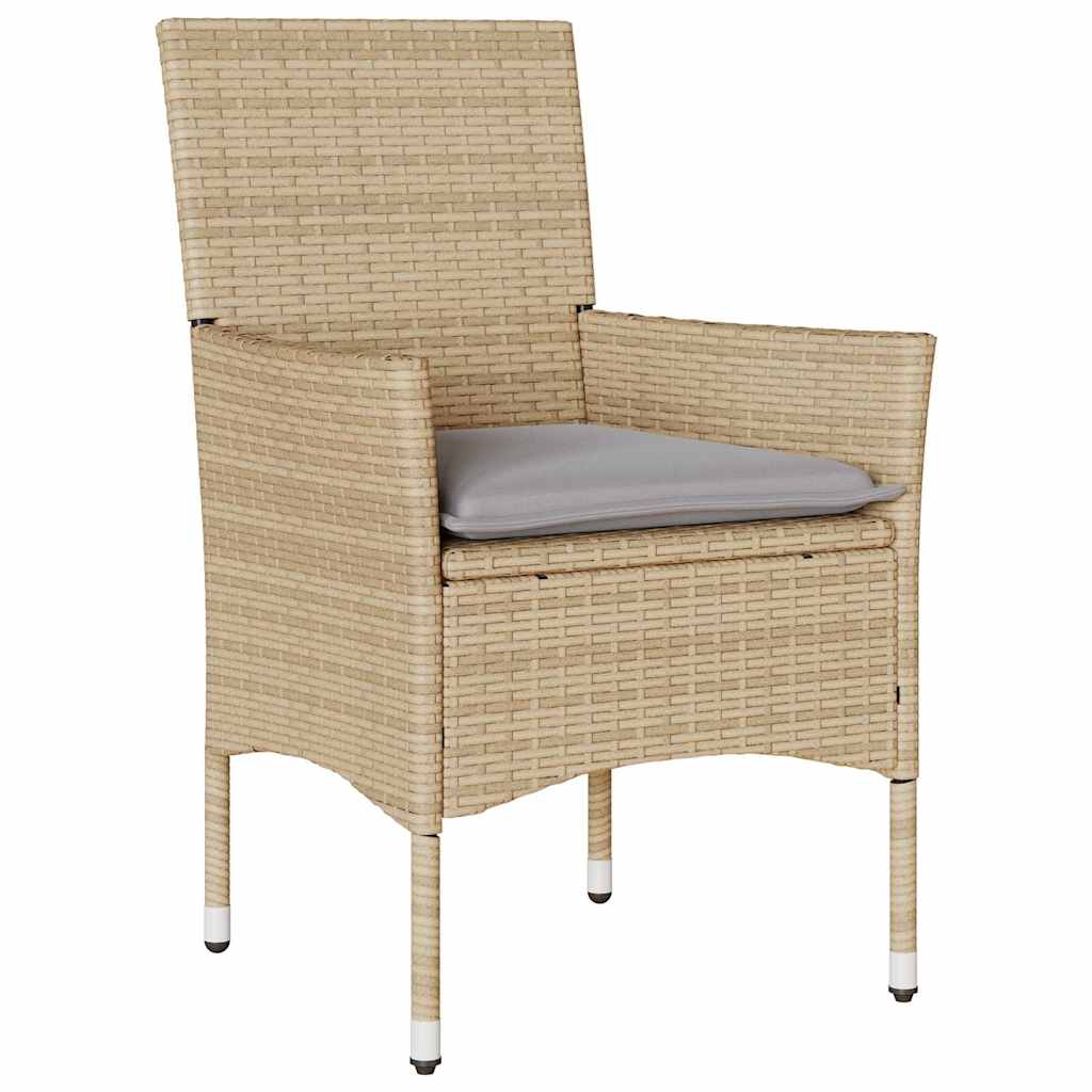 Set da Bistrò 3 pz con Cuscini Beige Polyrattan e Vetro - homemem39