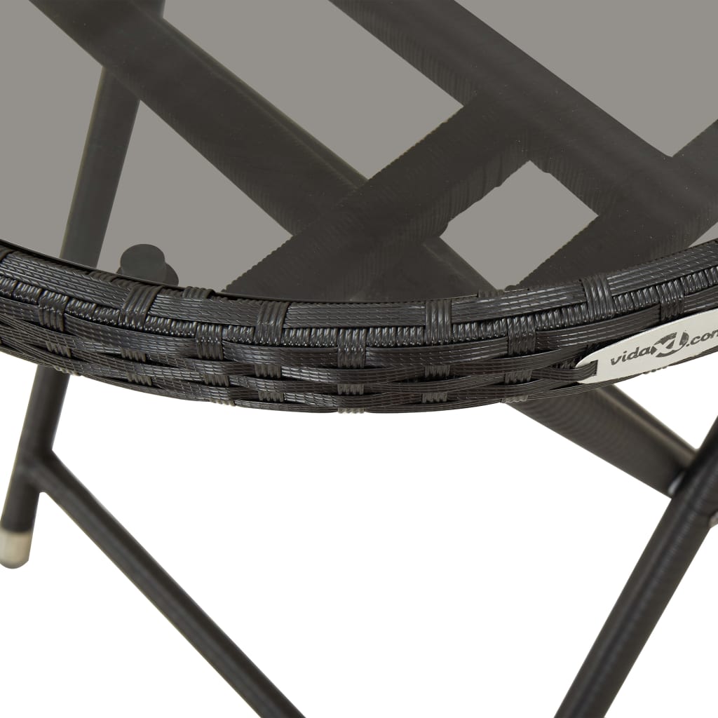 Set da Bistrò 3 pz con Cuscini Nero Polyrattan e Vetro | homemem39