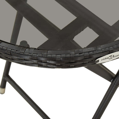 Set da Bistrò 3 pz con Cuscini Nero Polyrattan e Vetro | homemem39