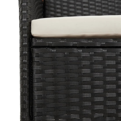 Set da Pranzo da Giardino 9 pz con Cuscini Nero in Polyrattan | homemem39
