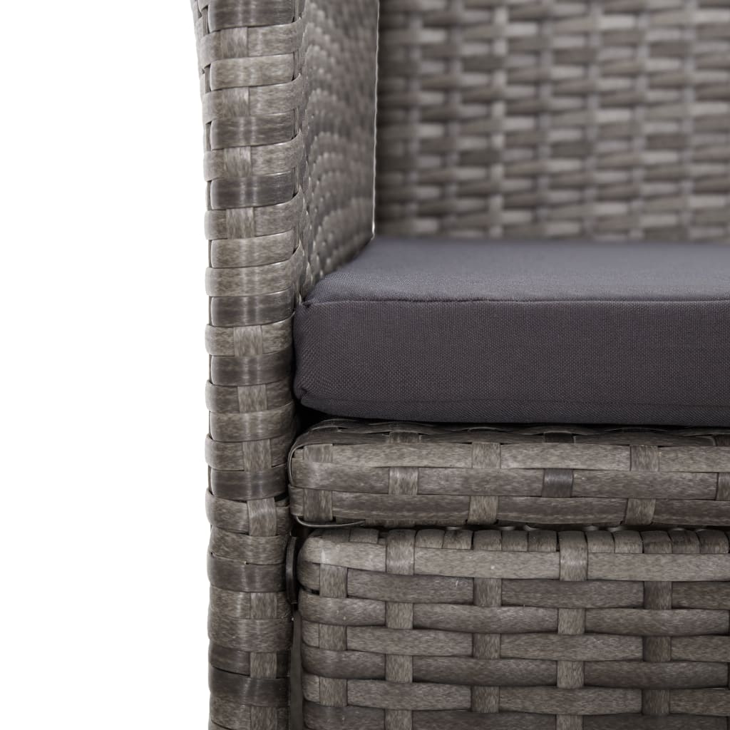 Set da Pranzo da Giardino 9 pz con Cuscini in Polyrattan Grigio | homemem39