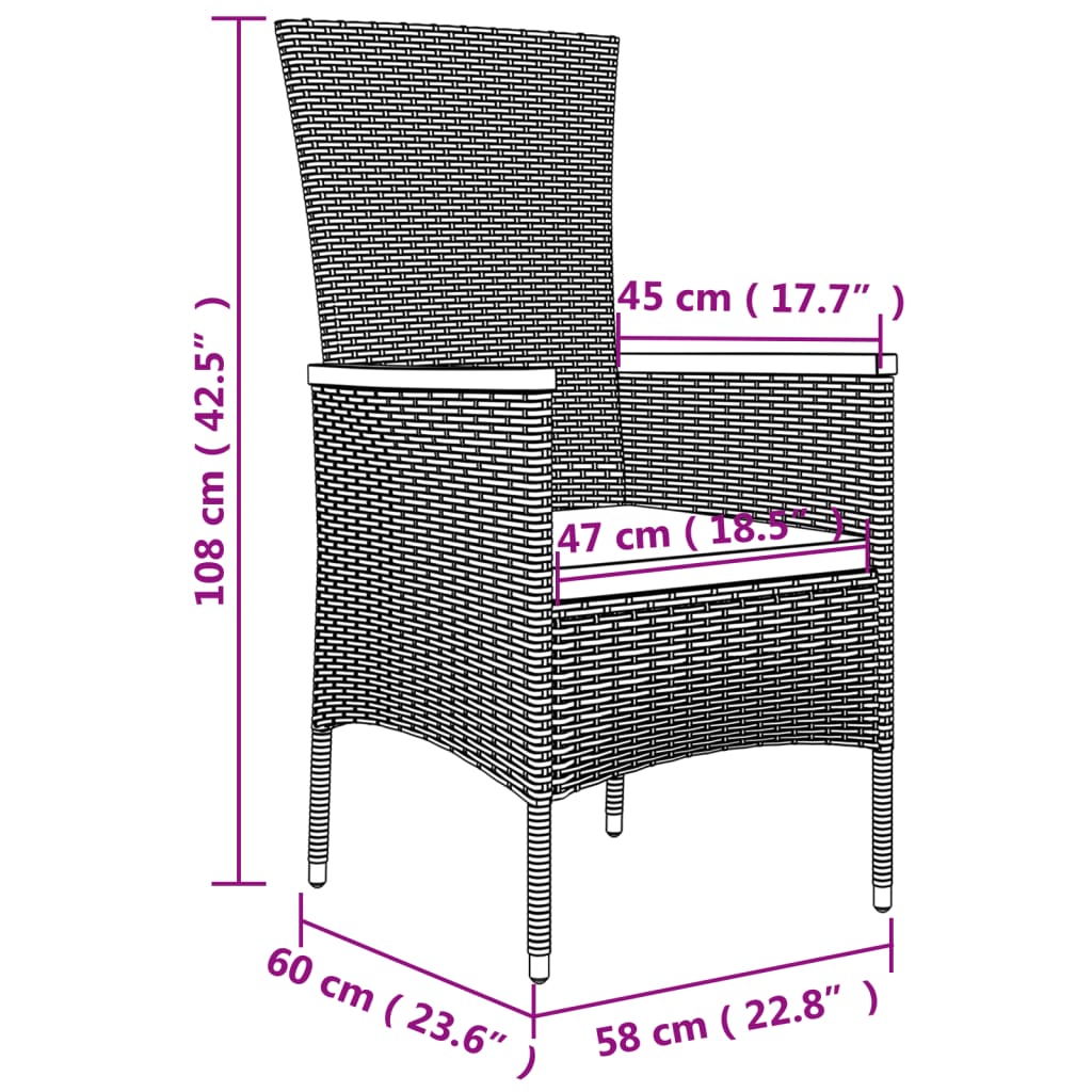 Set da Pranzo da Giardino 11pz con Cuscini in Polyrattan Grigio | homemem39