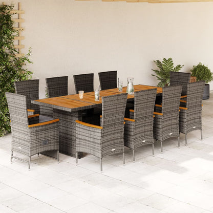Set da Pranzo da Giardino 11pz con Cuscini in Polyrattan Grigio | homemem39