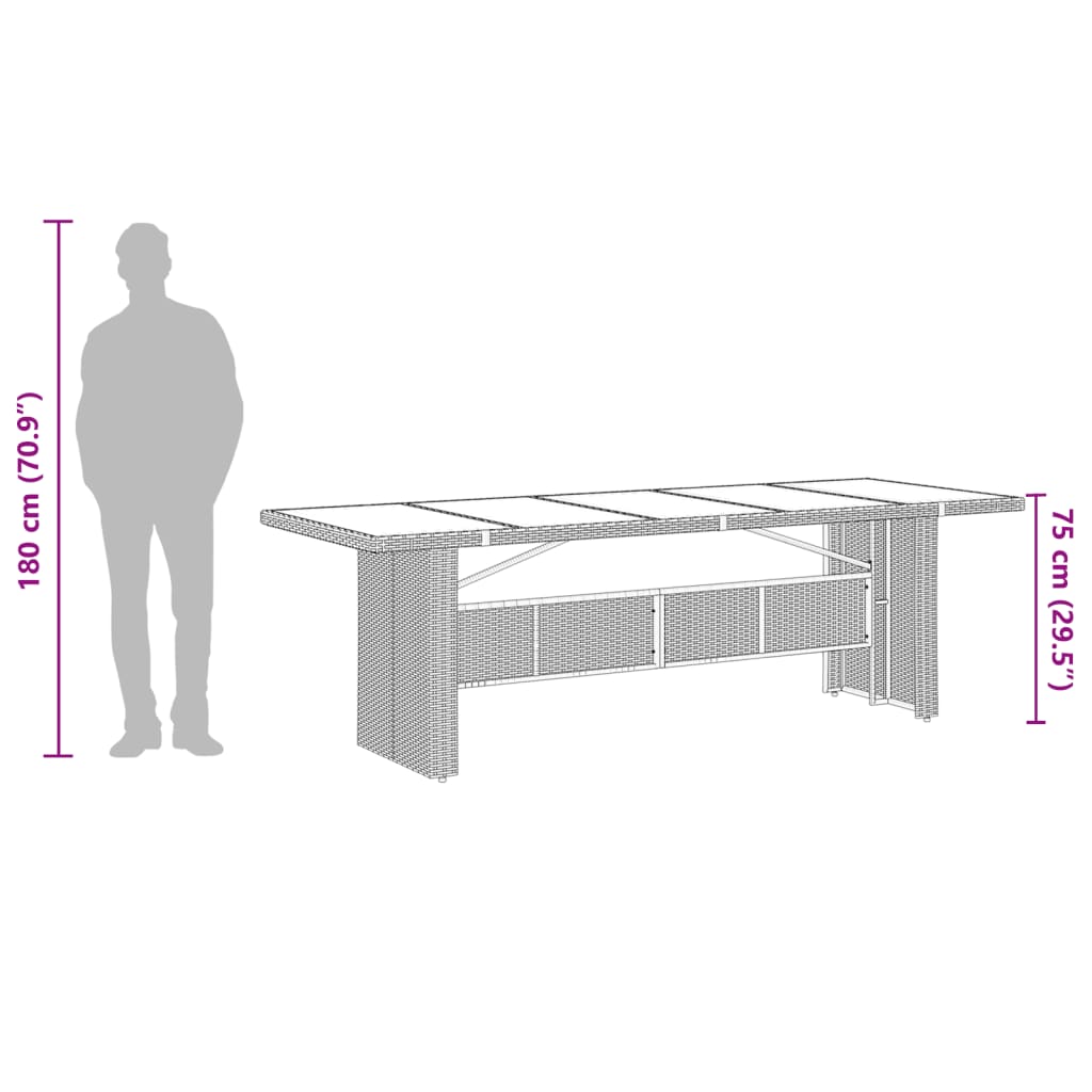 Set da Pranzo da Giardino 9 pz con Cuscini in Polyrattan Grigio