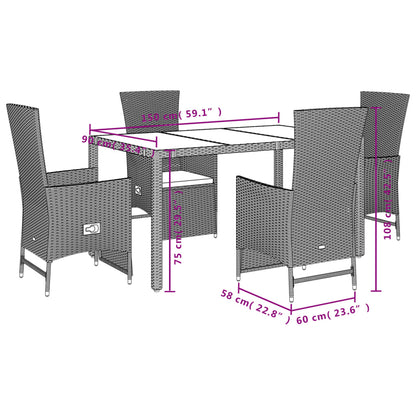 Set da Pranzo da Giardino 5 pz con Cuscini Beige in Polyrattan - homemem39