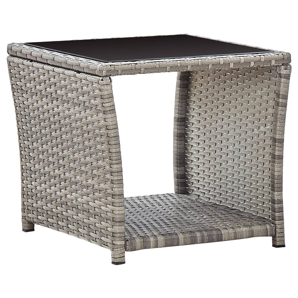 Set da Pranzo da Giardino 3 pz con Cuscini in Polyrattan Grigio | homemem39