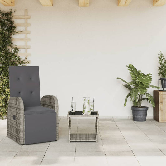 Set da Pranzo da Giardino 2 pz con Cuscini in Polyrattan Grigio - homemem39
