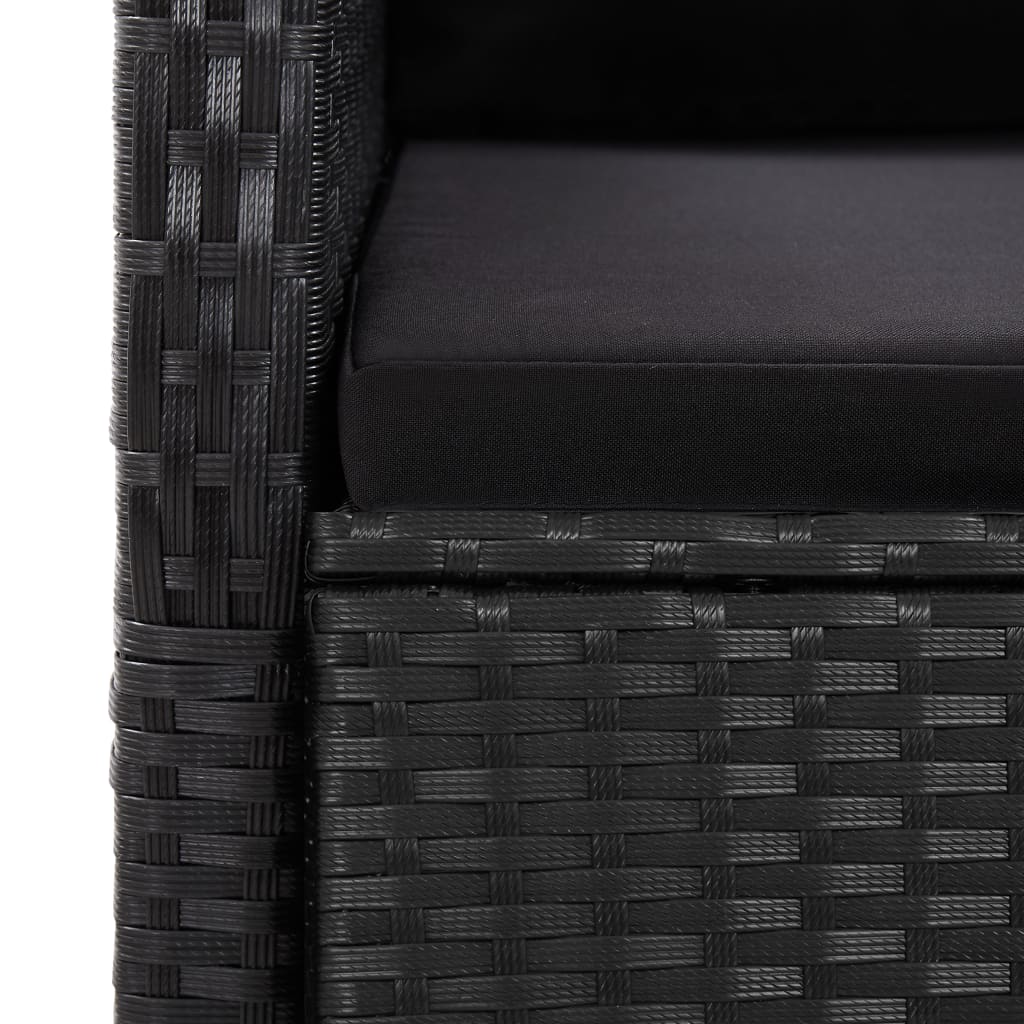 Set da Pranzo da Giardino 7 pz Nero con Cuscini in Polyrattan | homemem39