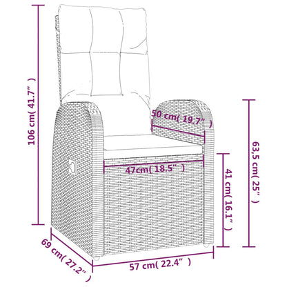 Set da Pranzo da Giardino 7 pz Nero con Cuscini in Polyrattan | homemem39