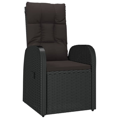 Set da Pranzo da Giardino 11 pz con Cuscini in Polyrattan Nero