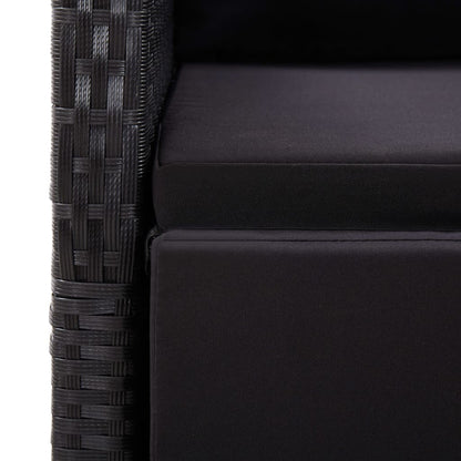 Set da Pranzo da Giardino 7 pz Nero con Cuscini in Polyrattan | homemem39