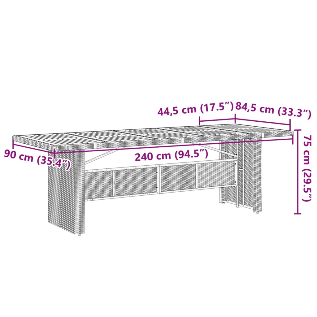 Set da Pranzo da Giardino 7 pz Nero con Cuscini in Polyrattan | homemem39