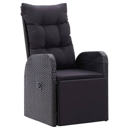 Set da Pranzo da Giardino 9 pz con Cuscini Nero in Polyrattan | homemem39