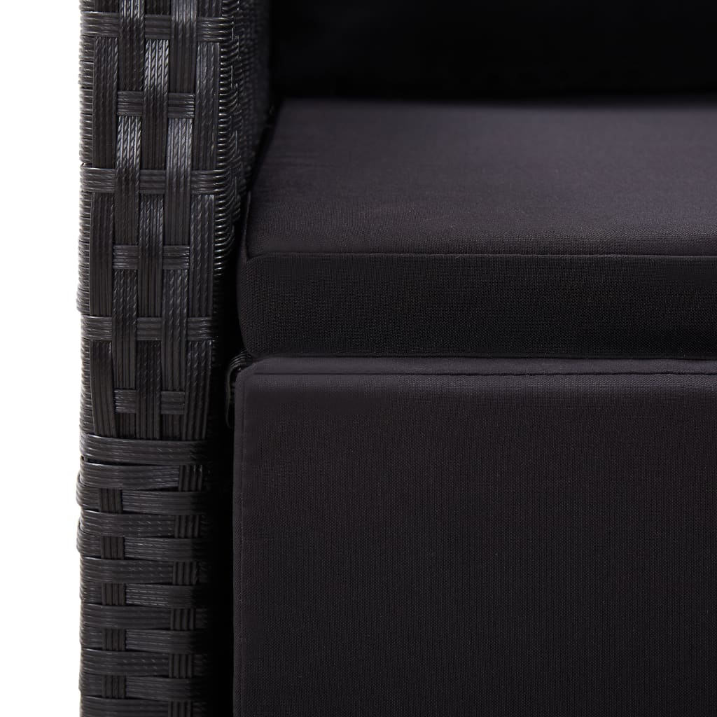 Set da Pranzo da Giardino 9 pz con Cuscini Nero in Polyrattan | homemem39