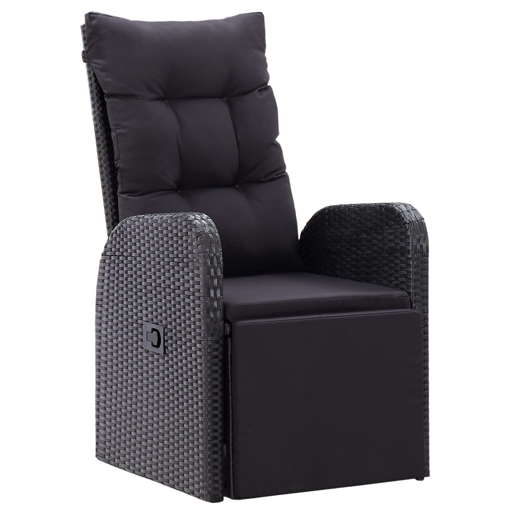 Set da Pranzo da Giardino 11 pz con Cuscini in Polyrattan Nero | homemem39