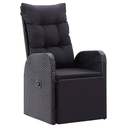 Set da Pranzo da Giardino 9 pz con Cuscini Nero in Polyrattan | homemem39