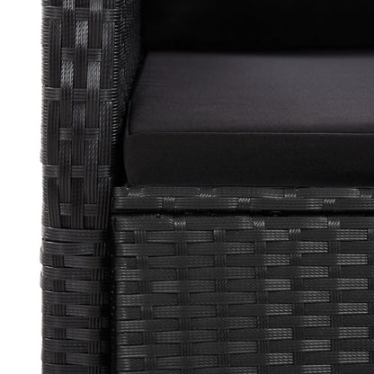 Set da Pranzo da Giardino 9 pz con Cuscini Nero in Polyrattan | homemem39