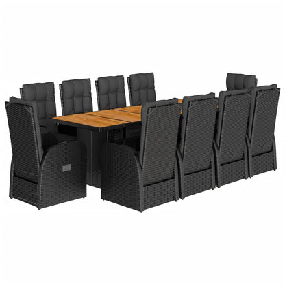 Set da Pranzo da Giardino 11 pz con Cuscini in Polyrattan Nero | homemem39